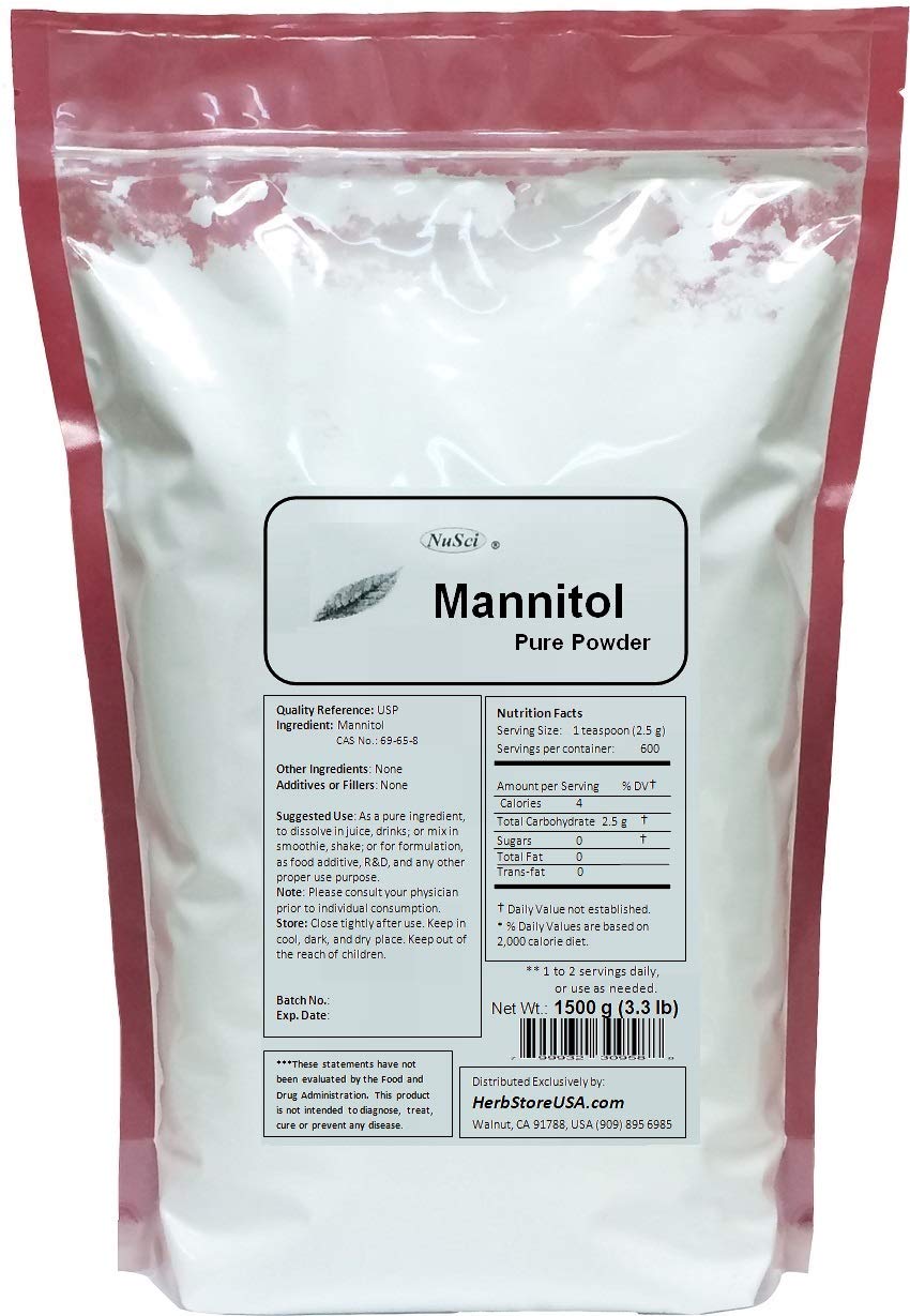 NuSci Pure Mannitol Powder 500g (1.1 lb) - Food Grade Sweetener for Baking, Keto & Low-Carb Diets | Sugar Substitute for Coffee, Tea & Desserts | Pharmaceutical & Lab Use