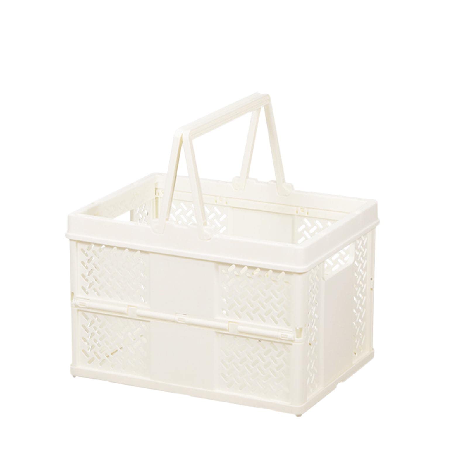 Foldable Insulated Picnic Basket for Outdoor, Grocery Shopping & Food Storage - Portable Thermal Container for Hot Meals, Fruits & Vegetables - Perfect for Picnics, Camping & Farmers Market (White, One Size)