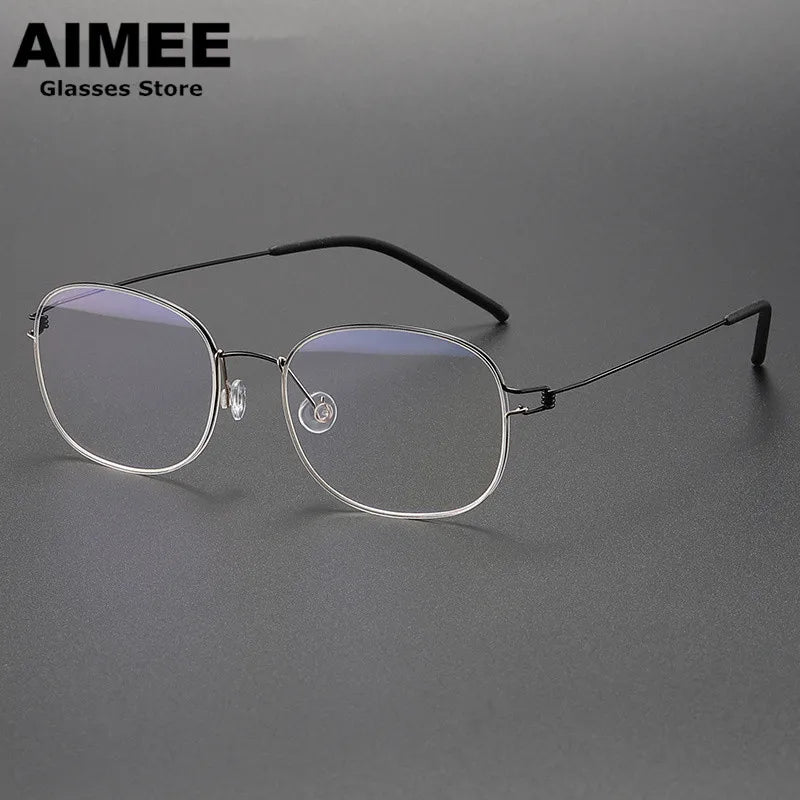 Aimee Unisex Full Rim Oval Square Screwless Titanium Eyeglasses Frame 4919 - Lightweight Durable Glasses for Work, Reading & Fashion