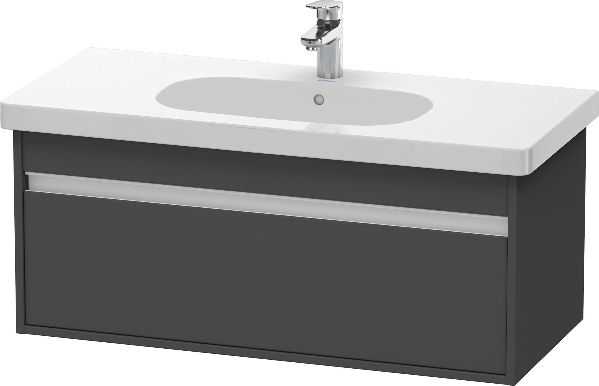 Duravit Ketho Modern Wall-Mounted Bathroom Vanity Unit in Graphite - Space-Saving Design for Small Bathrooms & Powder Rooms