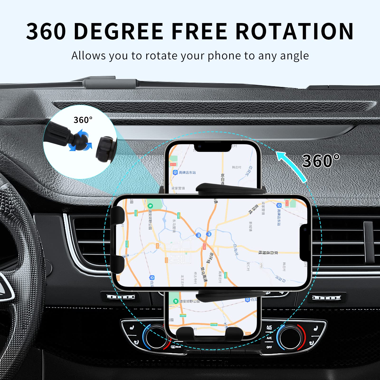 15W Qi Fast Wireless Car Charger Mount - Auto-Clamping Phone Holder for iPhone 13/12/11/XS/XR/8 & Samsung S22/S21/S20/Note 20 - Air Vent Phone Mount with Fast Charging (Black) | Perfect for Commuting & Road Trips