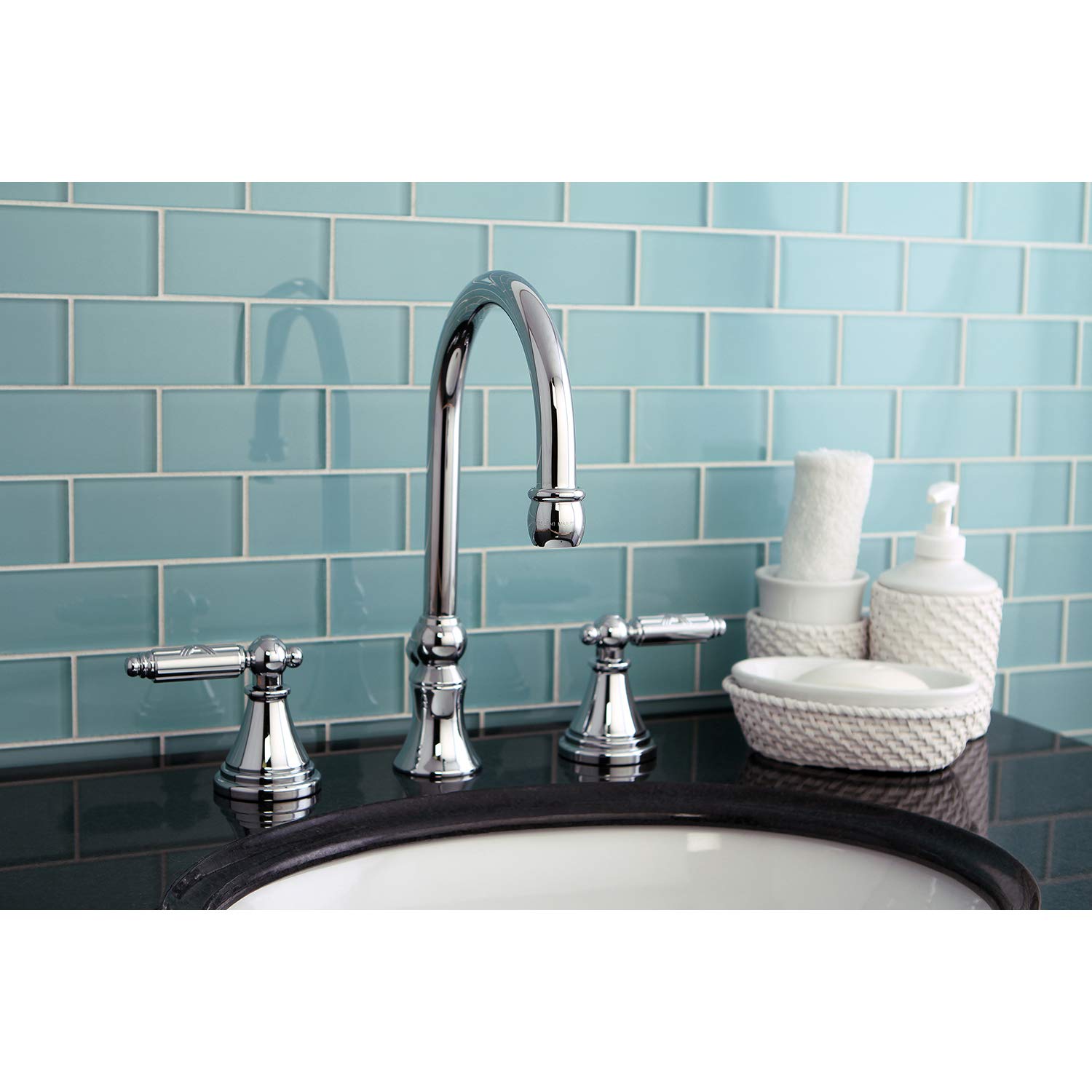 Kingston Brass FS2981GL Widespread Bathroom Faucet with Brass Pop-Up Drain, Polished Chrome Finish - Perfect for Modern Vanities and Guest Bathrooms