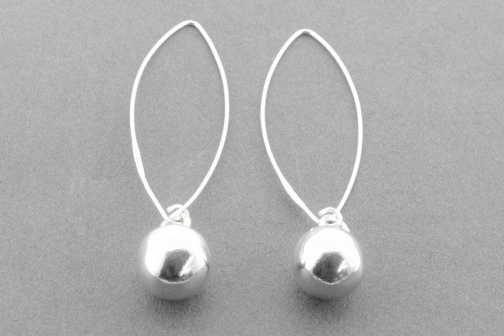 Organic Ball Long Drop Earrings - Fine Sterling Silver Dangle Jewelry for Women - Perfect for Parties, Weddings & Evening Events