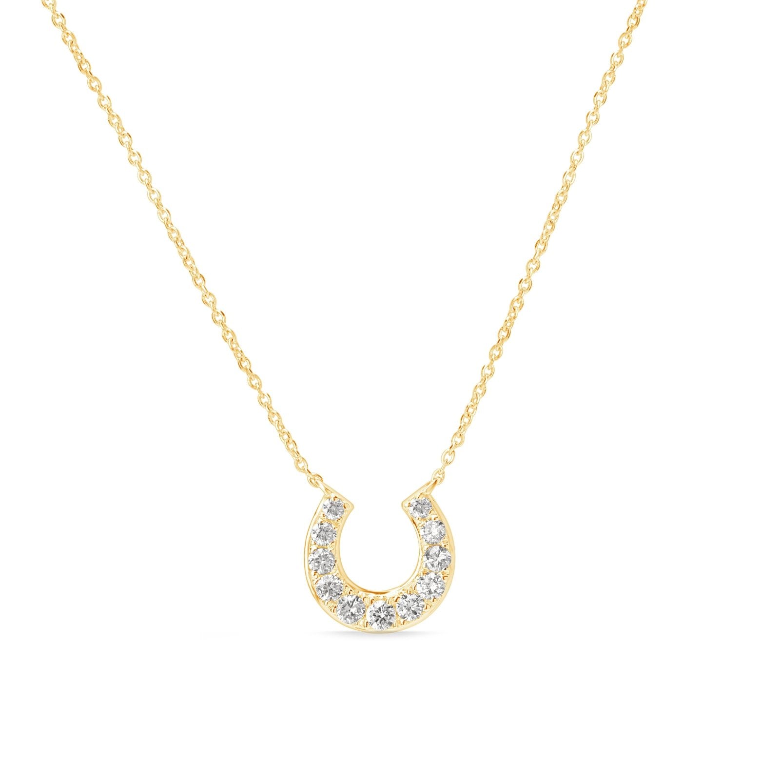 14K Yellow Gold Lucky Diamond Pavé Horseshoe Pendant Necklace - Perfect for Birthdays, Anniversaries & Everyday Elegance