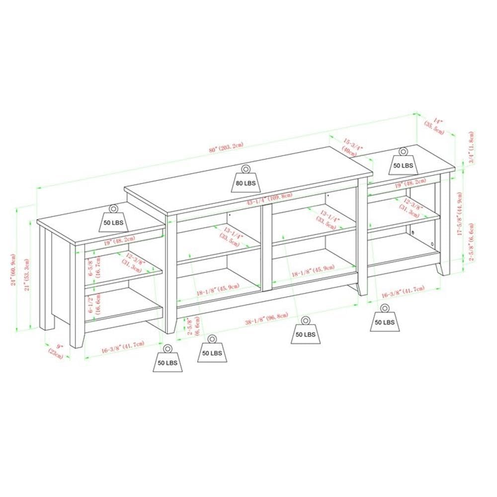 Walker Edison Lewis 3-Tier Open Storage TV Stand for TVs up to 50 Inches, Black - Perfect for Living Room, Bedroom & Home Theater Organization