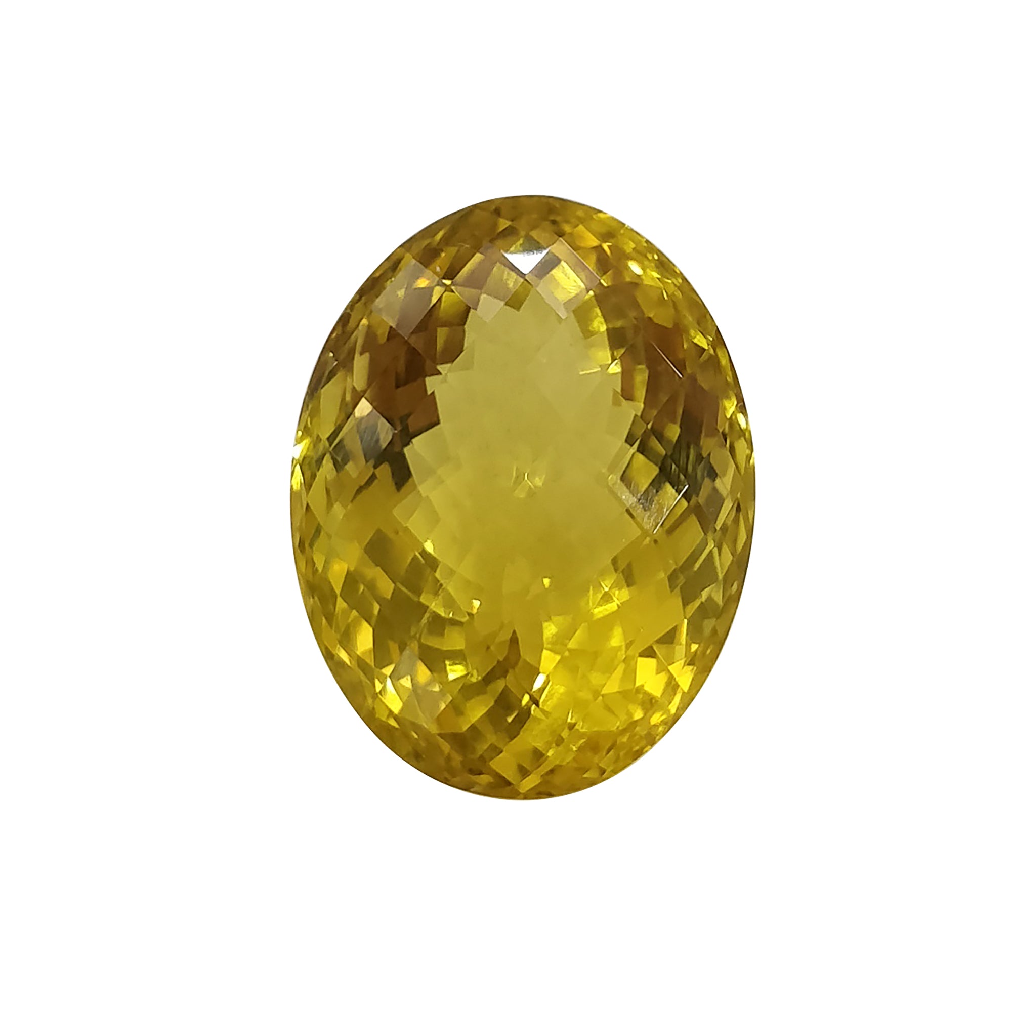 Natural Untreated Yellow Citrine Gemstone - 37.20cts Oval Checker Cut (24x18.5mm) for Jewelry Making, Engagement Rings & Healing Crystal Collections