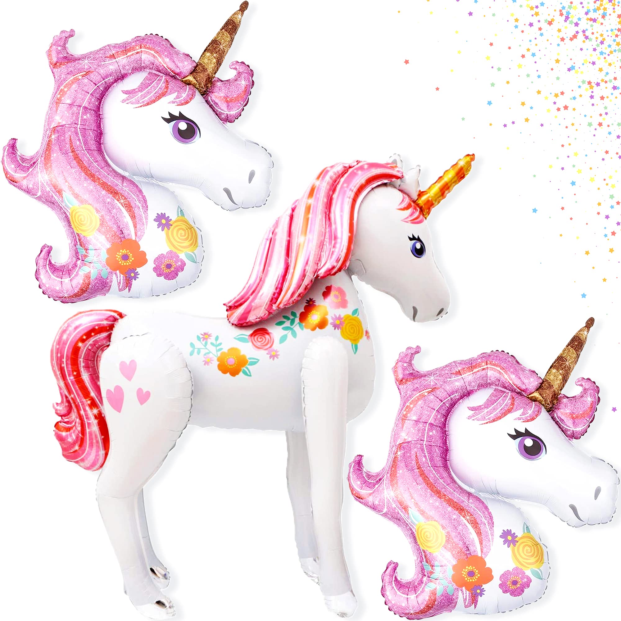 46 Inch Giant 3D Pink Unicorn Balloon - Self Standing Mylar Unicorn Balloons for Birthday Party Decorations | Unicorn Theme Party Supplies for Girls | Perfect for Baby Showers, Birthday Parties & Gender Reveals
