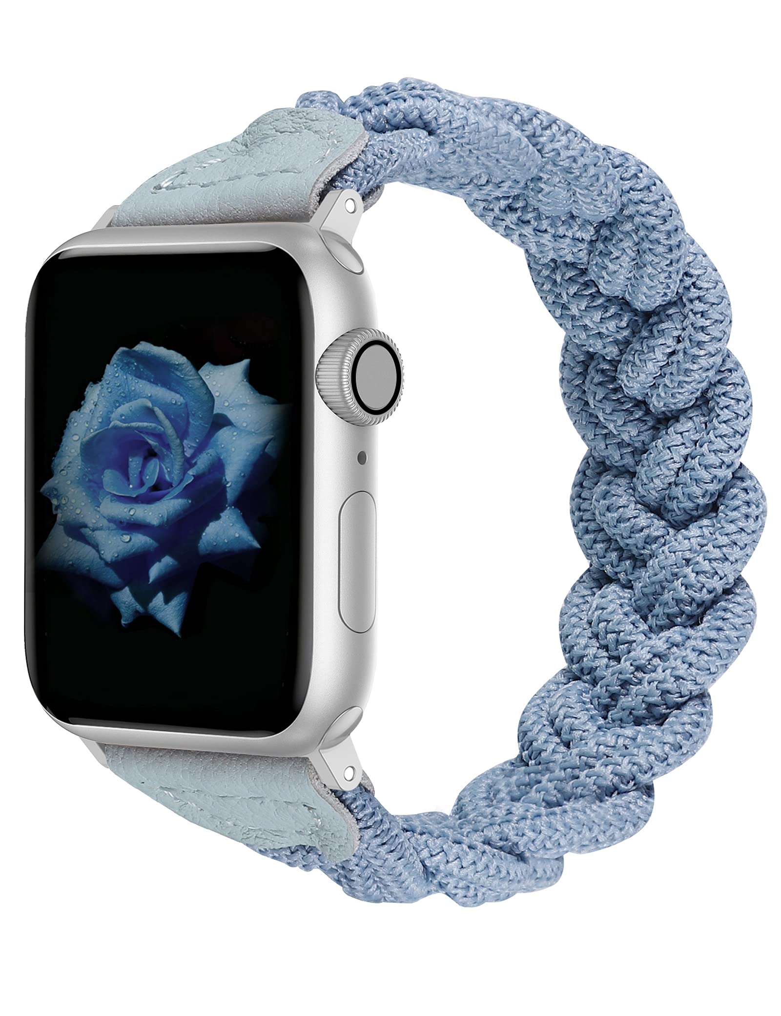 Stretchy Braided Solo Loop Band for Apple Watch 38mm 40mm 41mm 42mm 44mm 45mm 49mm - Soft Elastic Woven Bracelet Compatible with iWatch Series 8/7/6/5/4/3/2/1 & SE - Perfect for Workouts, Running & Everyday Wear