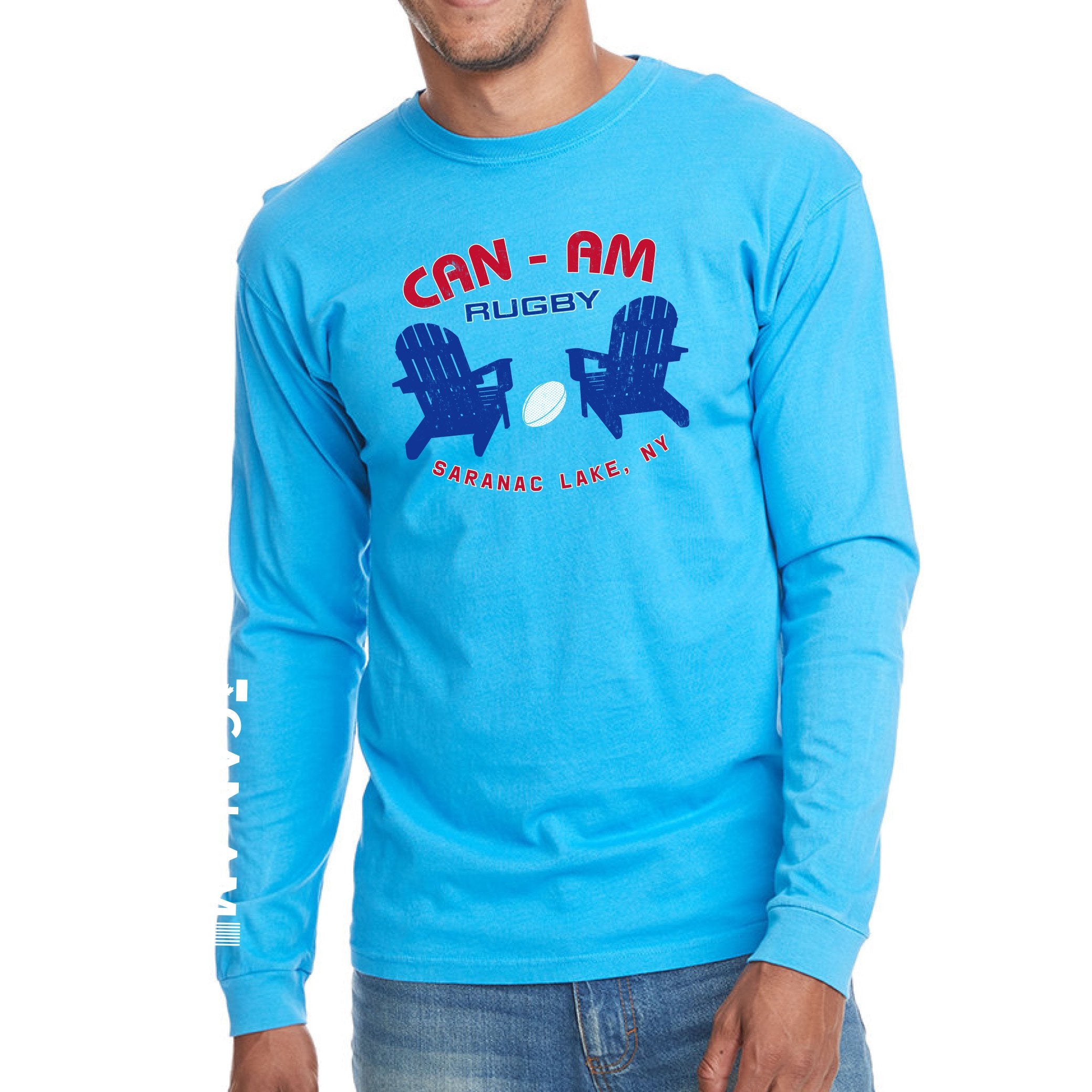 Can Am Adirondack Chairs Garment Dyed Long Sleeve T-Shirt - Comfortable Outdoor Lounge Wear for Backyard, Camping & Beach Relaxation