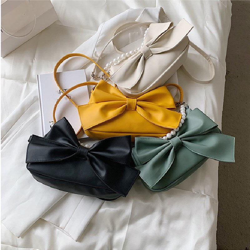 Stylish Women's Canvas Shoulder Bag with Cute Bow Knot - Fashionable Crossbody Purse for Girls | Perfect for School, Shopping & Daily Use