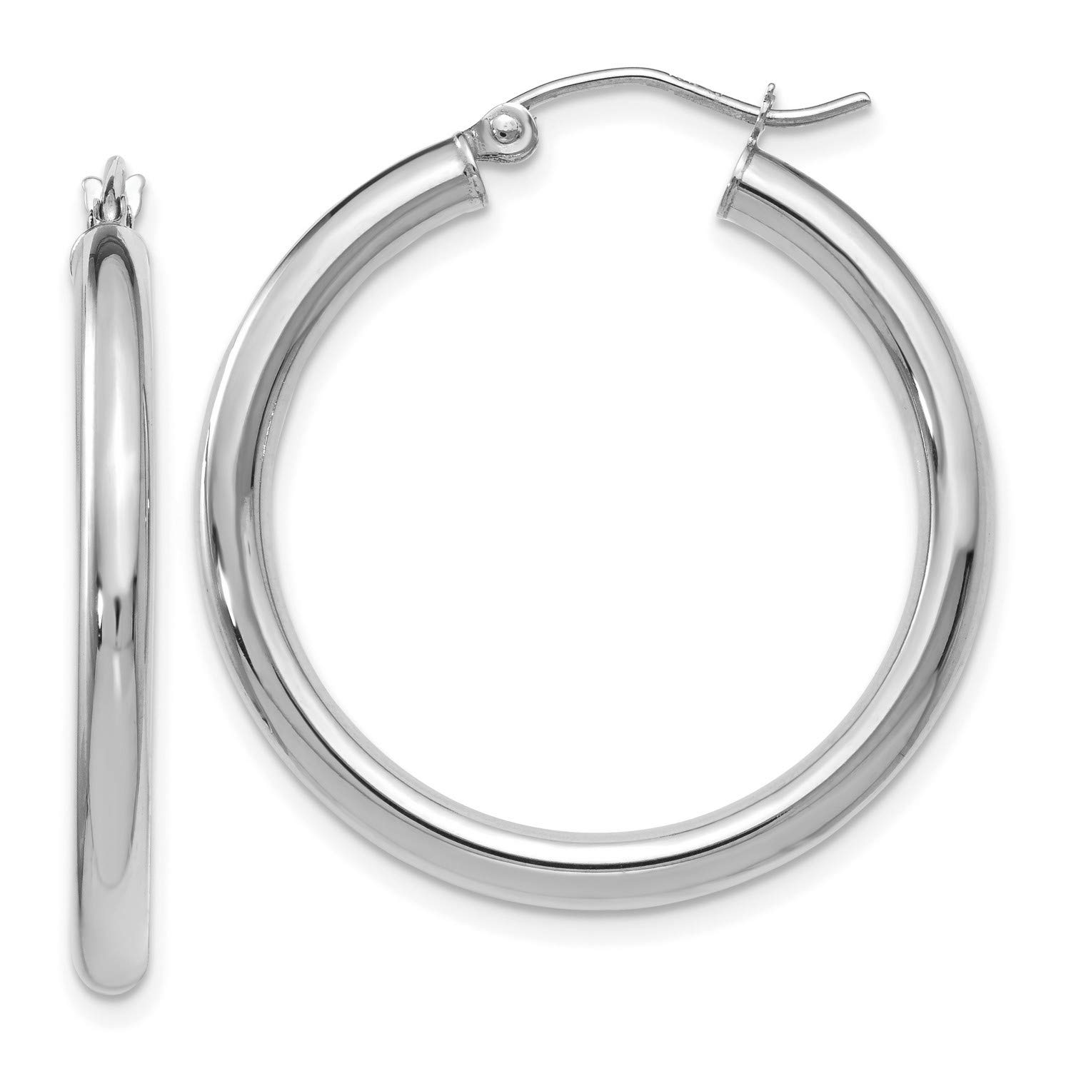 10K White Gold Hinged Hoop Earrings 30x29.3mm - Classic Dangle Earrings for Women, Perfect for Weddings, Parties & Everyday Wear