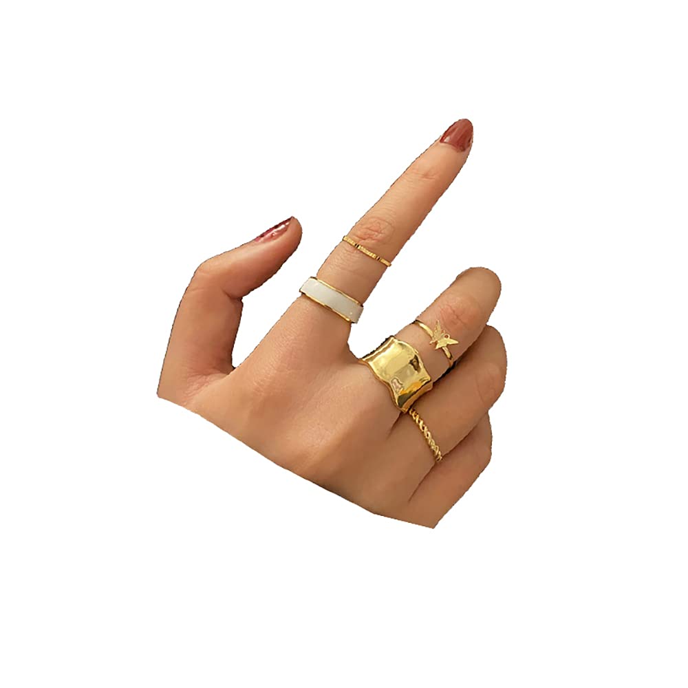 Stylish Gold Knuckle Rings Set for Women & Teen Girls - Boho Vintage Snake Chain Stackable Rings - Bulk Pack (Size 4-10) - Perfect for Everyday Wear, Parties & Gifts
