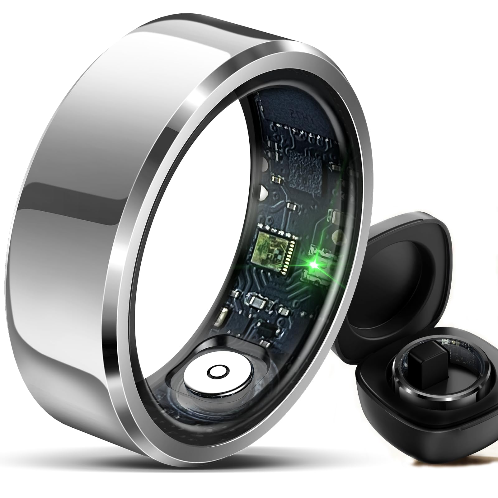 HitTopss Smart Ring – Fitness & Sleep Tracker for Men & Women, Heart Rate & Blood Oxygen Monitor, IP68 Waterproof, No App Subscription Needed (Silver, Size 9) – Perfect for Workouts, Sleep Analysis & Daily Health Tracking