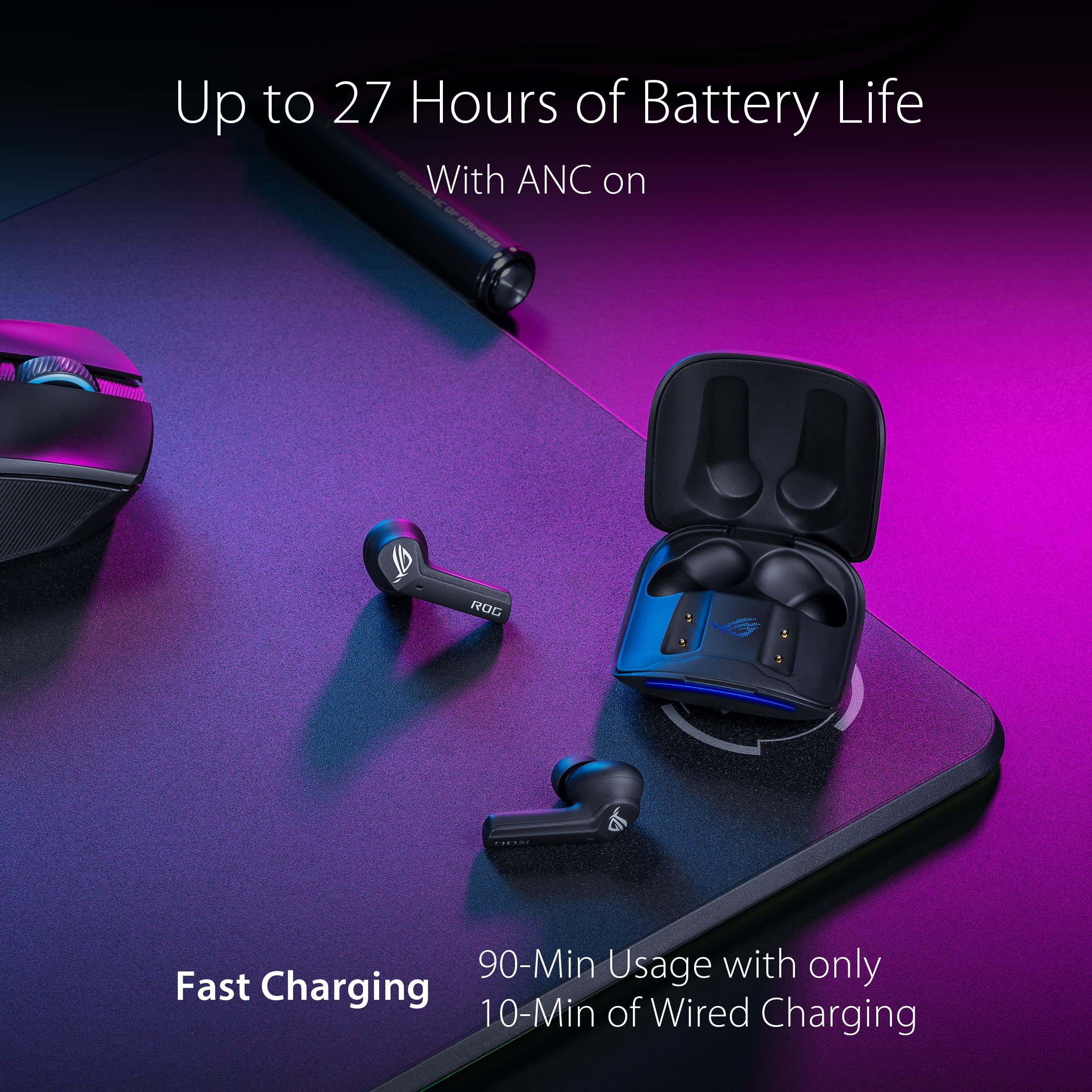 ASUS ROG Cetra True Wireless Gaming Earbuds - Low-Latency Bluetooth, ANC, 27H Battery for Mobile Gaming