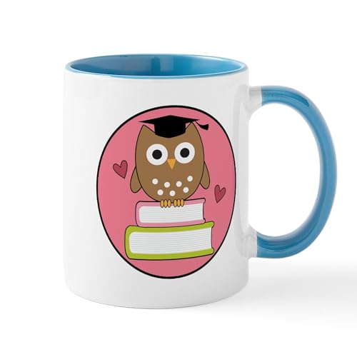 White/Blue Inside - Graduation Owl Mugs