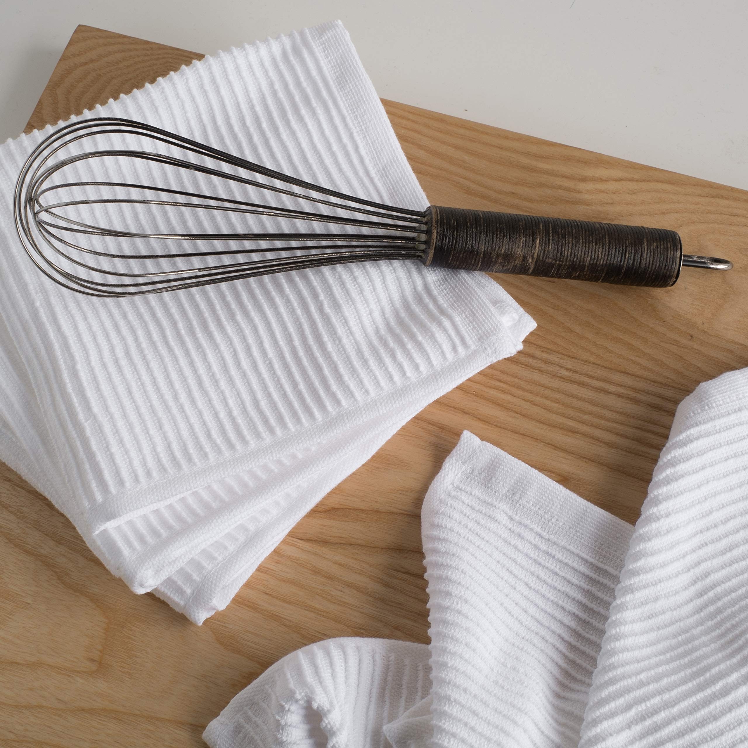 Now Designs Ripple Kitchen Dishcloth Set of 4 - Premium Absorbent White Dish Towels for Washing Dishes, Cleaning Countertops & Drying Hands - Perfect for Kitchen, Dining & Household Use