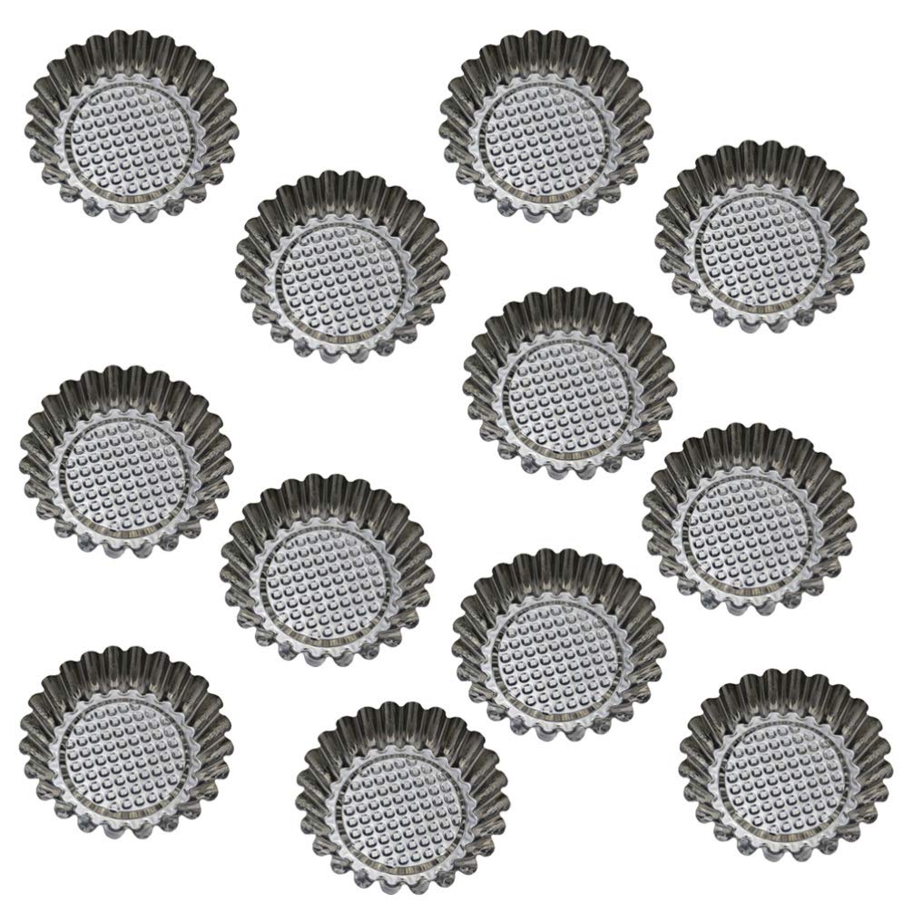 YARNOW 12-Piece Stainless Steel Egg Tart Mold Set - Flower Tart Pans, Reusable Cupcake & Muffin Baking Cups, Jelly Cake Molds for Home Baking, Dessert Making, and Party Treats