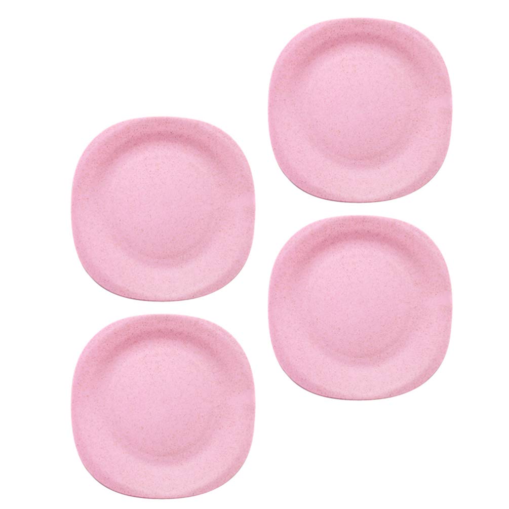 **Hemoton 4-Piece Wheat Straw Snack Plates - Eco-Friendly, Durable & Stylish Small Dishes for Fruits, Snacks, Desserts | Perfect for Parties, Picnics & Daily Use**