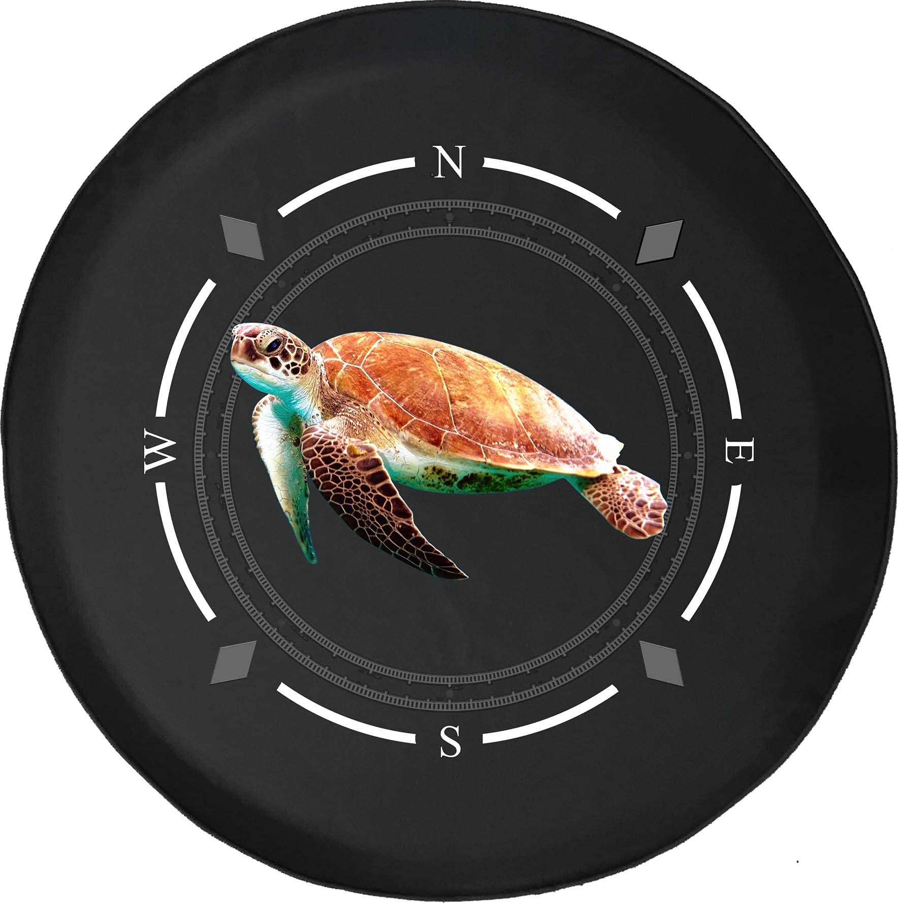 Premium Spare Tire Cover with Compass & Sea Turtle Design - Waterproof SUV, Trailer, RV Wheel Cover for Outdoor Adventures & Road Trips