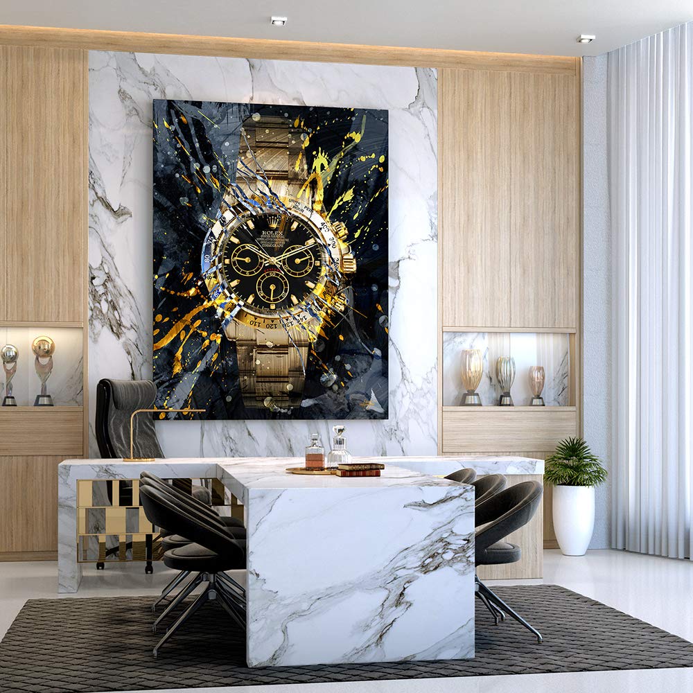 Inktuitive 'Perpetual Time' Motivational Canvas Wall Art - 24x18 Inch Rolex Watch Framed Print, Premium Canadian Timber Frame, Easy Hang - Perfect for Living Room, Office & Home Decor Inspiration