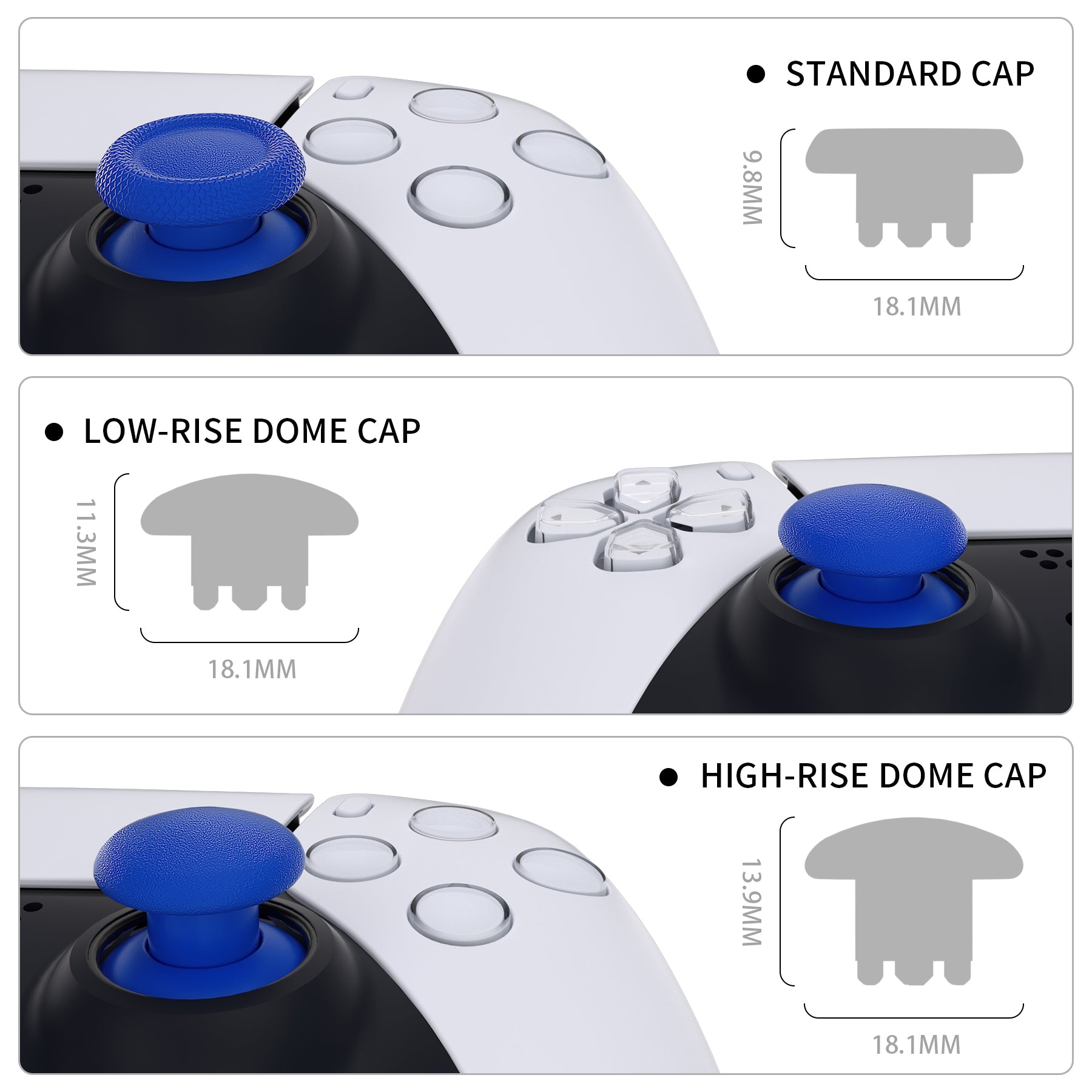 eXtremeRate EDGE Sticks Replacement Interchangeable Thumbsticks for PS5 & PS4 Controllers - Blue | Enhanced Grip & Precision for Gaming | Perfect for FPS, Racing & Action Games