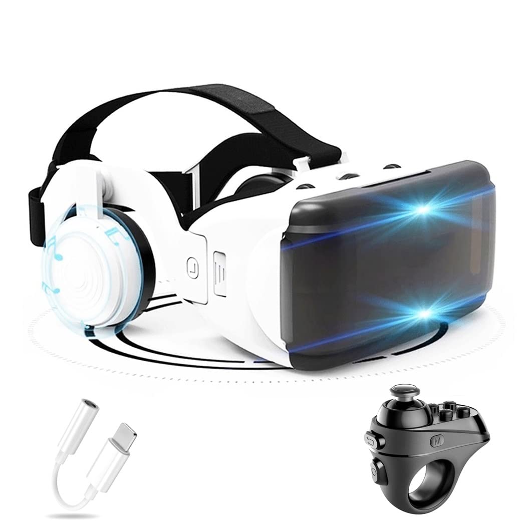 3D VR Headset with Bluetooth Controller - Compatible with iPhone 13 Pro Max/13 Pro/13/12/11, Samsung Galaxy S21, Huawei & Xiaomi Series - Immersive Virtual Reality Gaming & Movie Experience (Color: E, Size: iOS)
