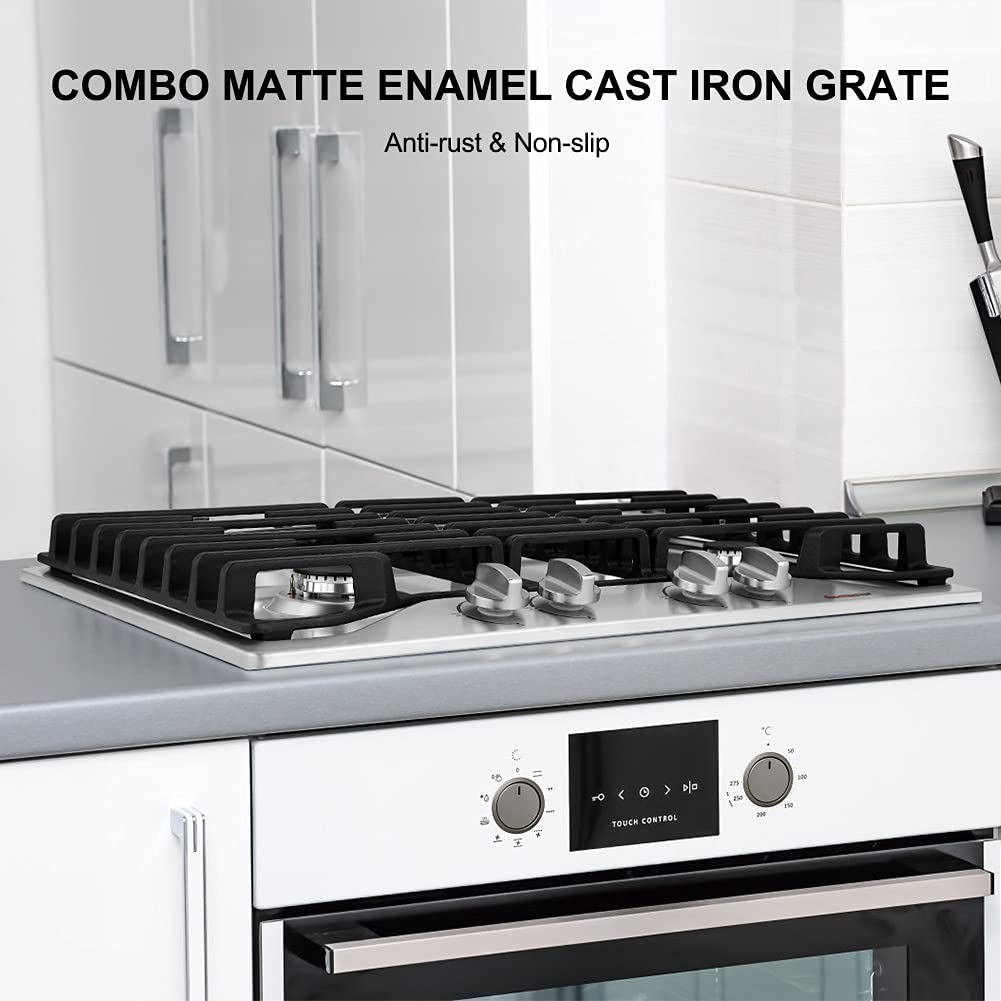 ThermoMate 30 Inch Built-In Gas Cooktop with 4 High-Efficiency SABAF Burners - NG/LPG Convertible 304 Stainless Steel Hob - Flame Out Protection & CSA Certified - Perfect for Home Kitchen, Restaurant, and RV Cooking