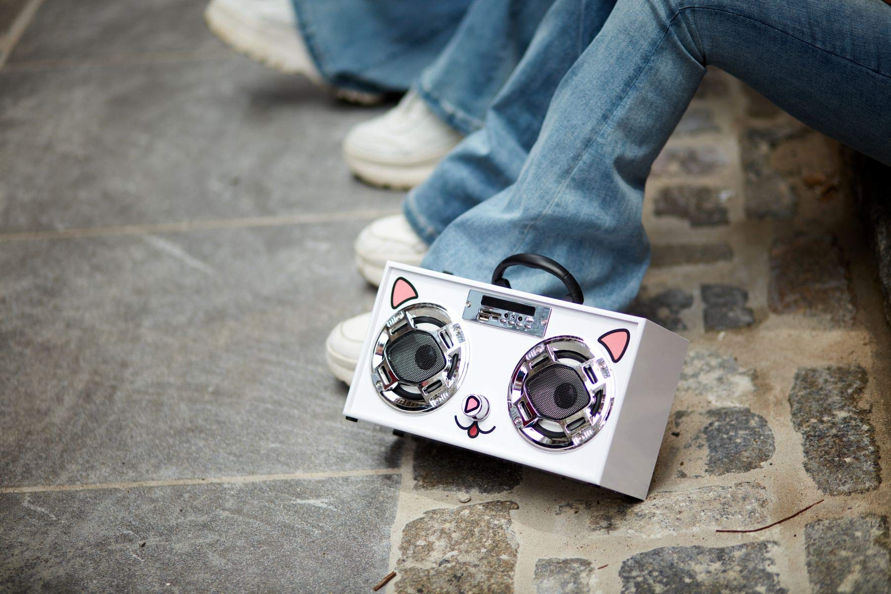 Retro Mini Boombox Bluetooth Speaker with LED Lights & Enhanced FM Radio - Portable Wireless Speaker for Home, Outdoor, Parties & Travel (Iridescent Bling) - Perfect for Room Decor, Beach Trips & Camping