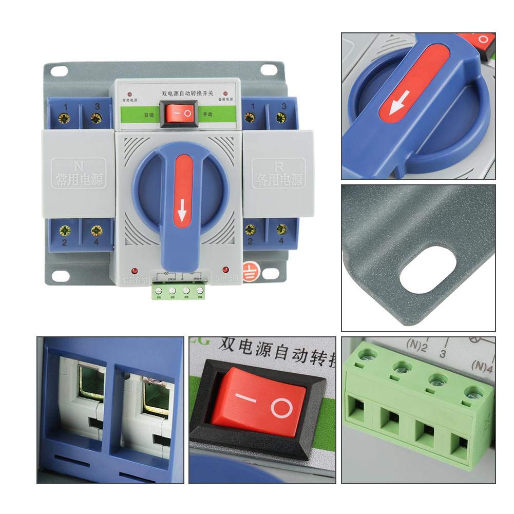 Oumefar 1PC 220V 2P Mini Automatic Transfer Switch 63A Power Changeover Circuit Breaker for Office Buildings - Reliable Backup Power Solution for Emergency Outages & Electrical Safety