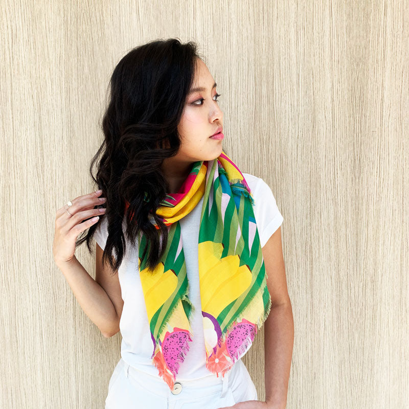 Hornbill's Feast Cotton Scarf - Lightweight Soft Fashion Accessory for Women - Perfect for Spring Outfits, Office Wear & Travel Essentials
