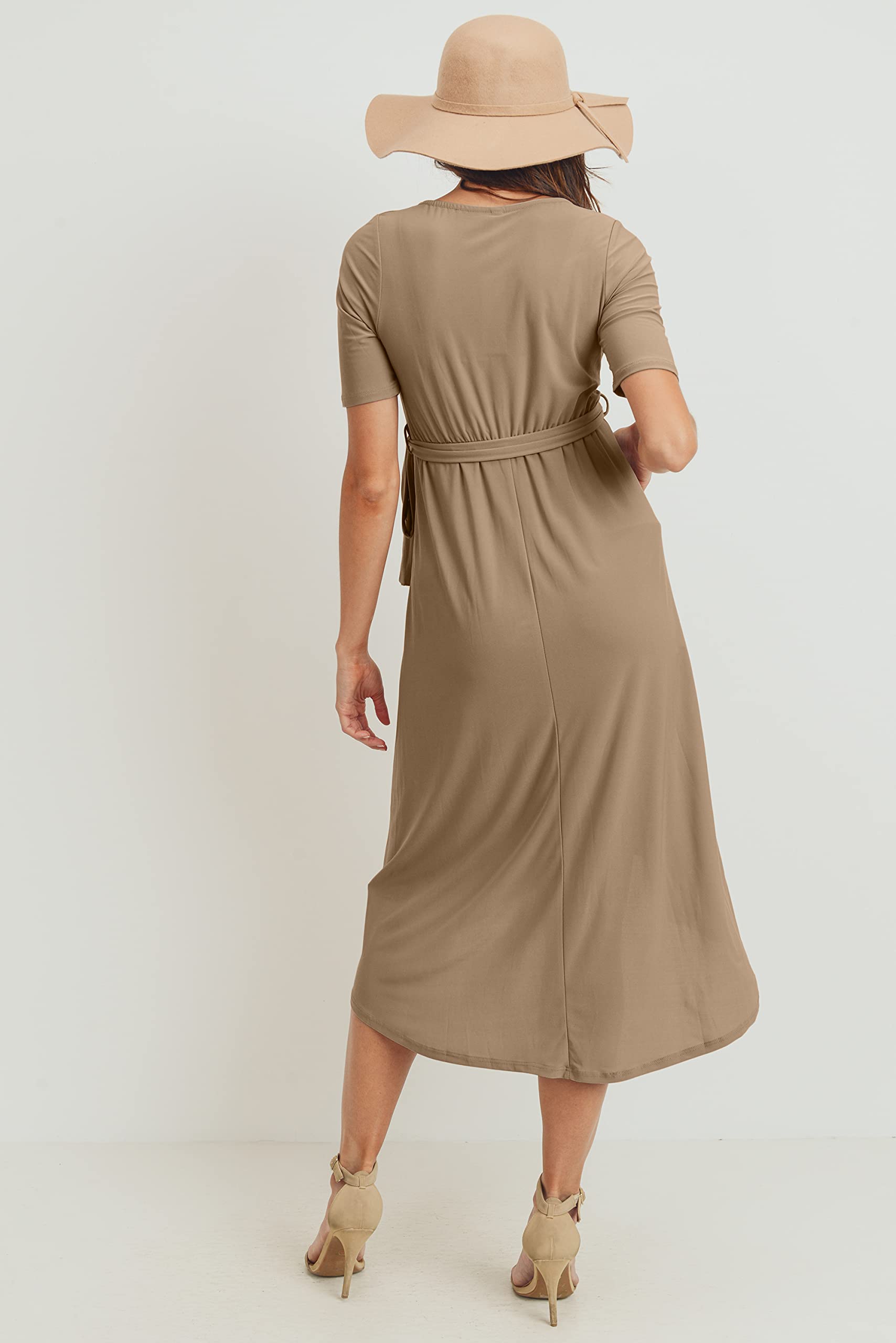 Maternity Wrap Dress for Women - Midi Length with Adjustable Waist Belt | Flattering Pregnancy Outfit for Work, Baby Shower & Special Occasions