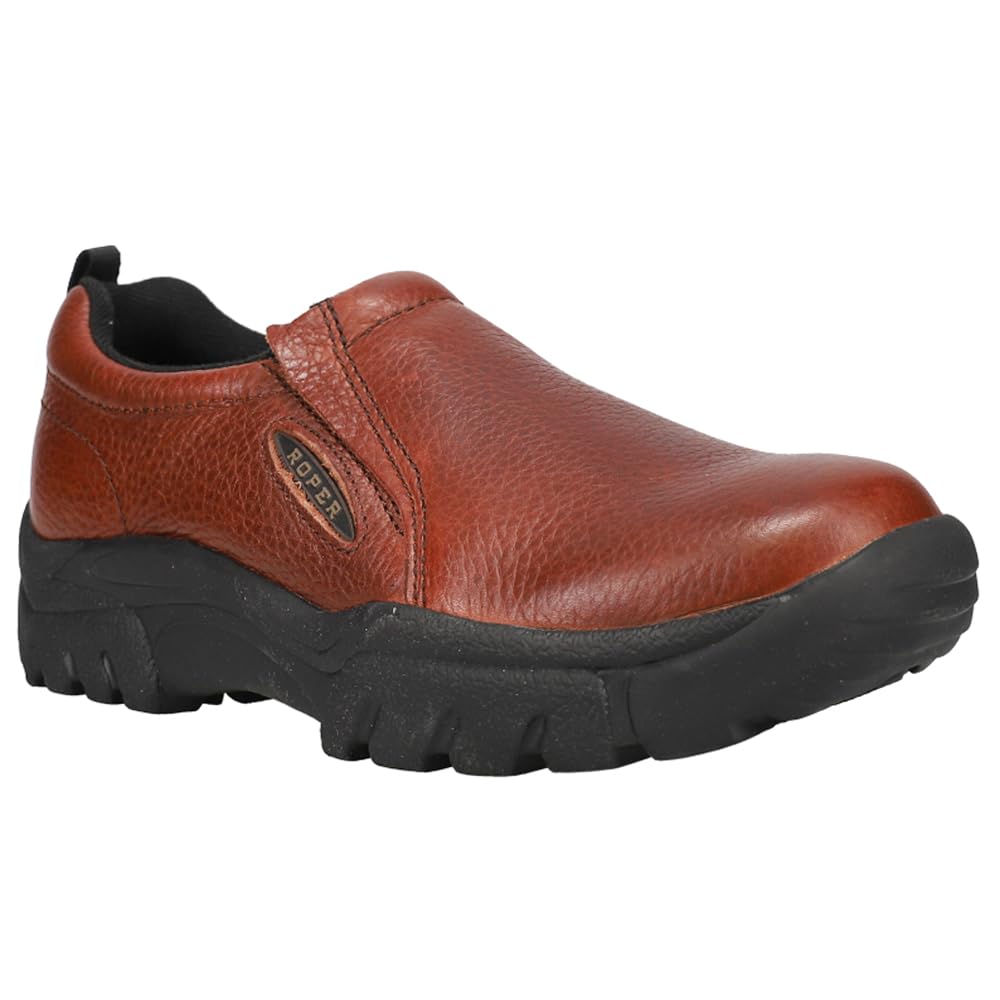 ROPER Men's Slip-On Casual Shoes - Comfortable & Lightweight Brown Loafers for Walking & Travel - Size 8 Wide - Perfect for Office, Driving & Everyday Wear