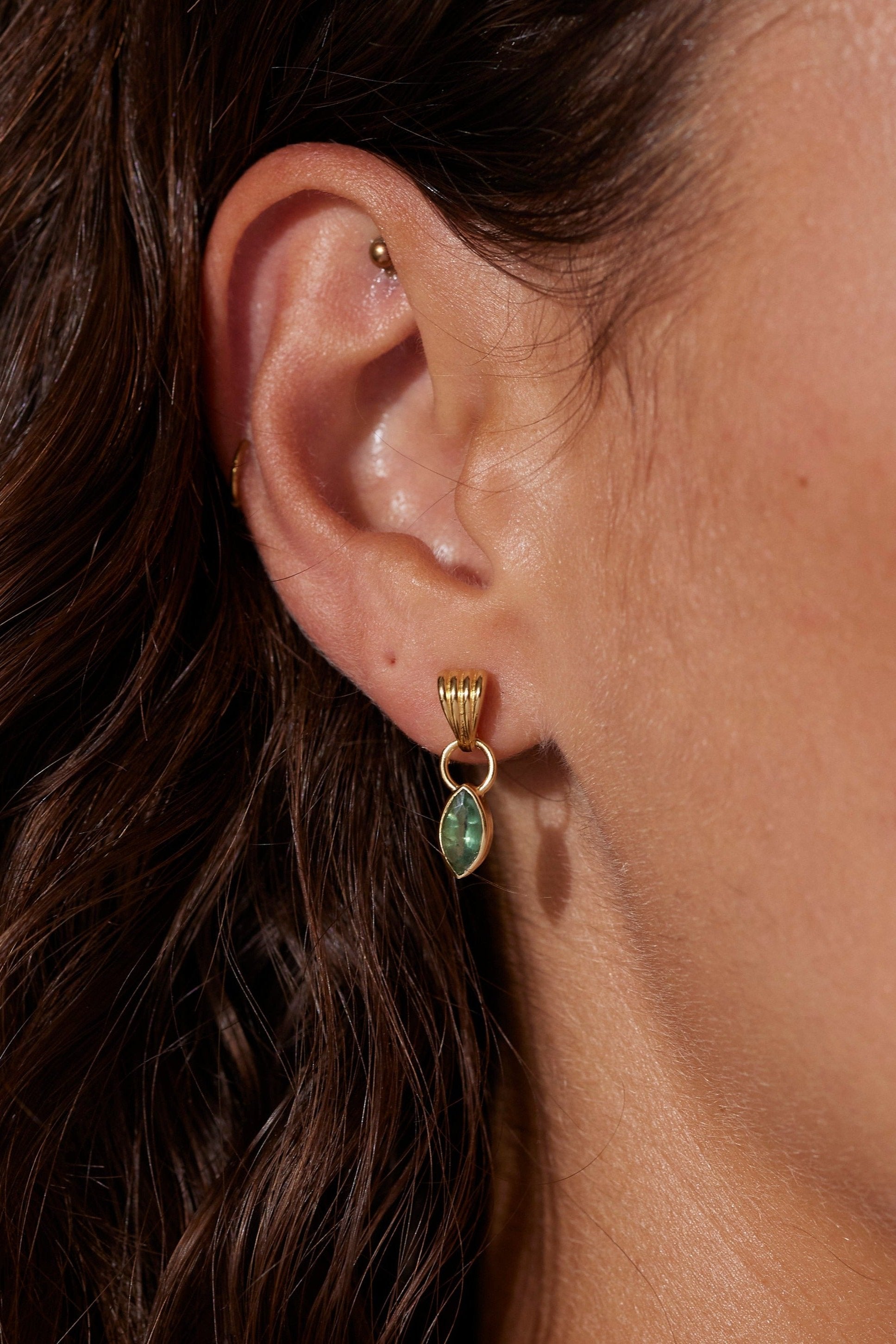 Camille Apatite Gold Earrings for Women - 14K Gold Plated Dangle Earrings with Genuine Apatite Gemstone - Perfect for Weddings, Parties & Special Occasions