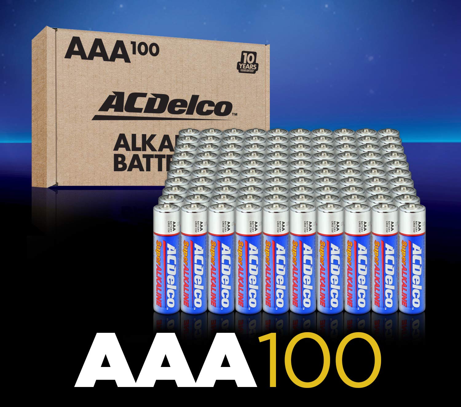 ACDelco 100-Count AAA Batteries & 8-Count AA Batteries - Super Alkaline Maximum Power with 10-Year Shelf Life | Recloseable Packaging for Home, Office, Electronics & Emergency Use