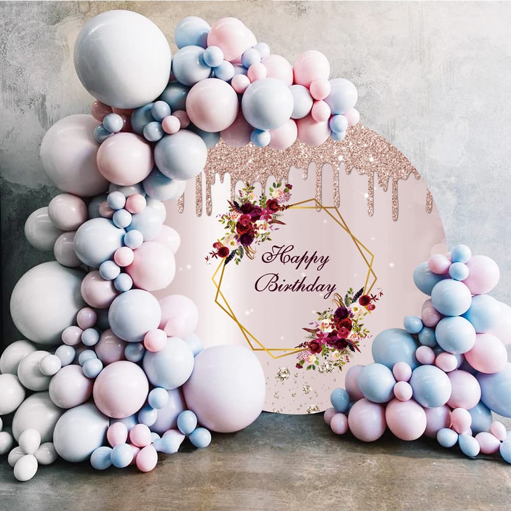 3x3ft Rose Gold Floral Glitter Diamond Photography Backdrop - Pink Birthday Party Decor for Girls & Women | Photo Booth, Portrait Studio, Baby Shower, Bridal Shower Background