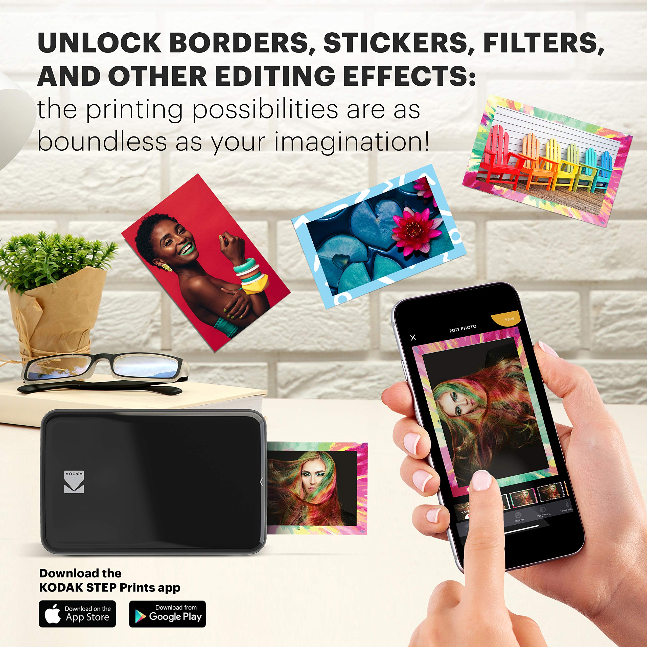 KODAK Step Wireless Mobile Photo Mini Color Printer (Black) - Portable Instant Photo Printing for Smartphones, Perfect for Travel, Parties & Scrapbooking