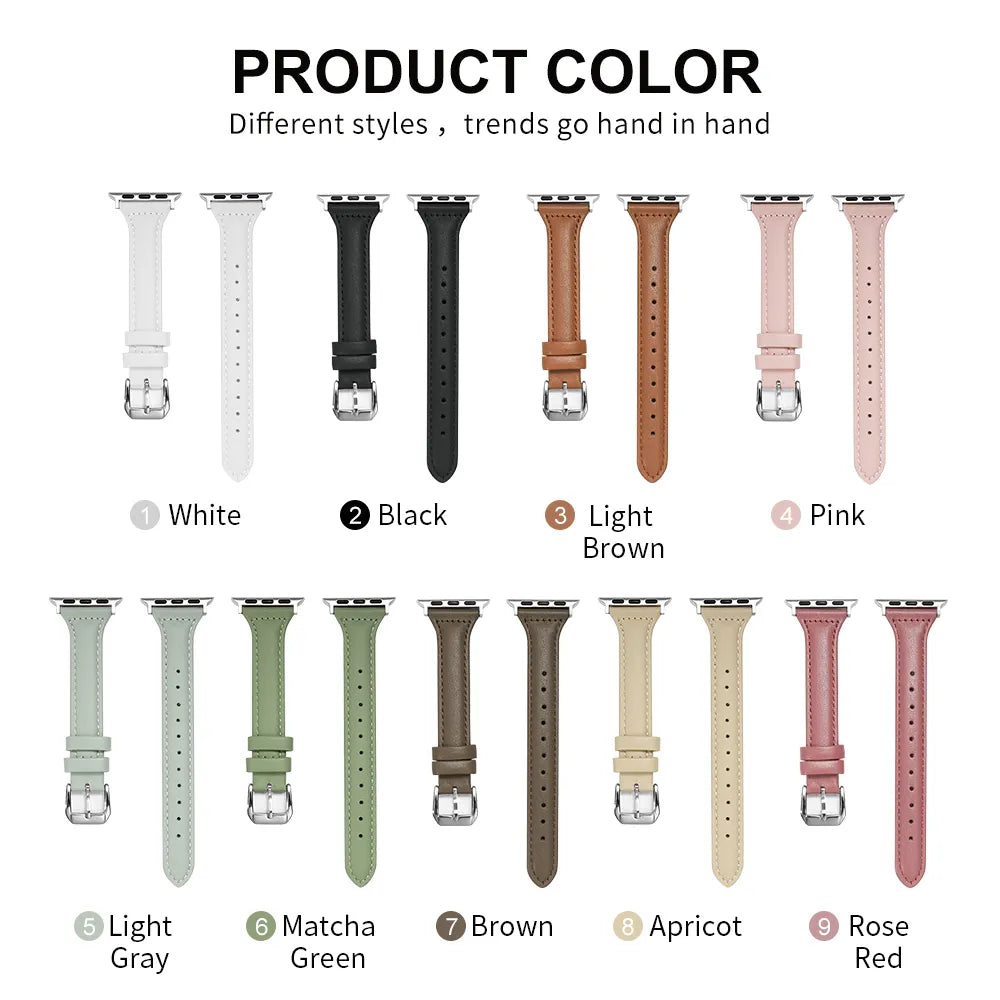 Classic Chic Leather Bands for Apple Watch - Stylish & Durable Replacement Straps for Work, Gym & Everyday Wear