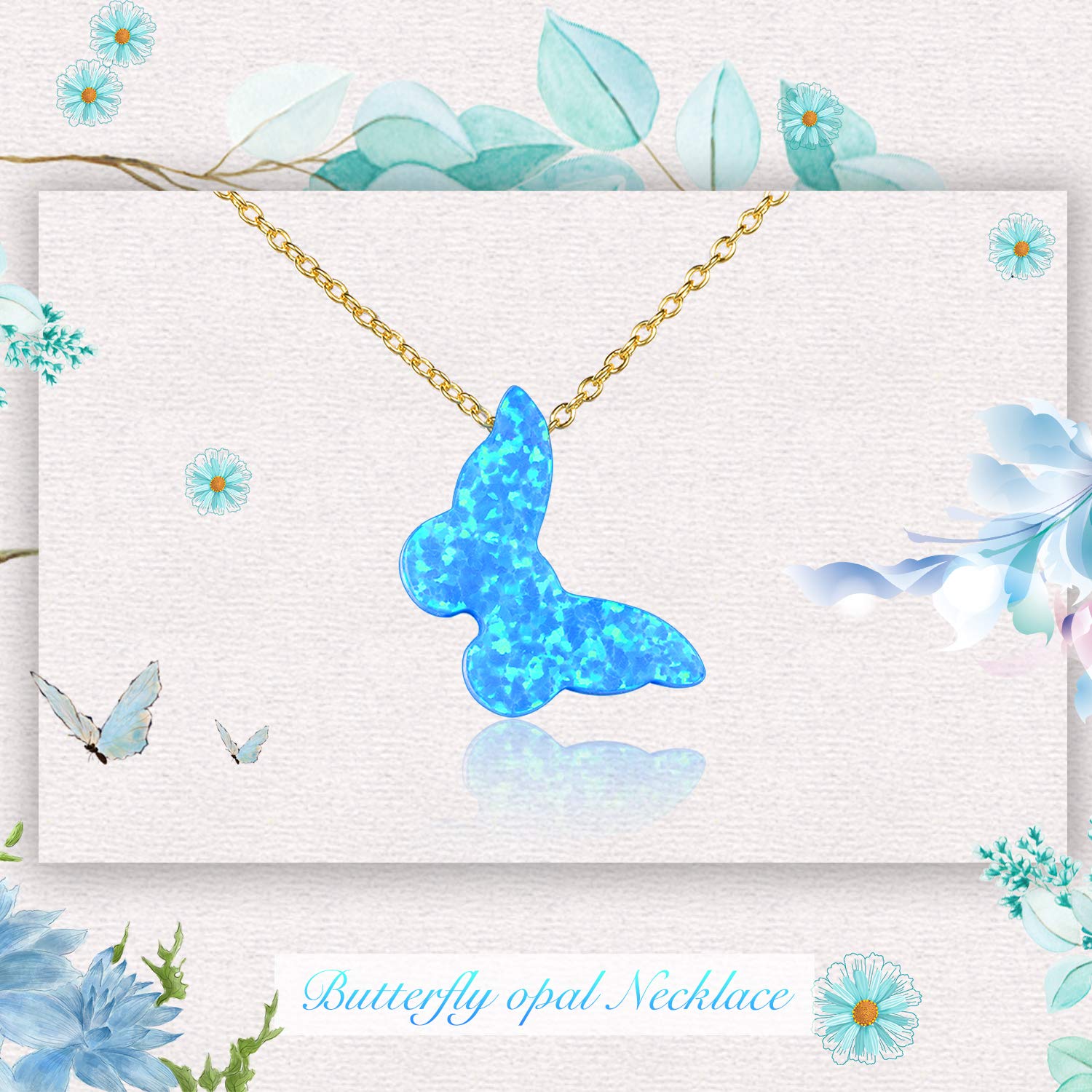 Opal Butterfly Necklace Sterling Silver - Elegant Mother's Day Jewelry Gift for Women, Perfect for Birthday, Anniversary & Special Occasions