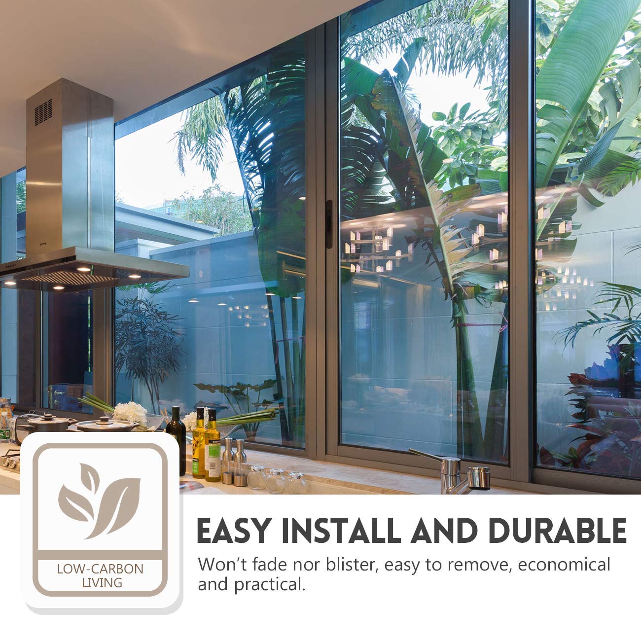 One Way Daytime Privacy Heat Blocking Window Film - Decorative Frosted Window Tint for Home & Office - UV Protection & Energy Saving Solution for Windows, Glass Doors & Skylights
