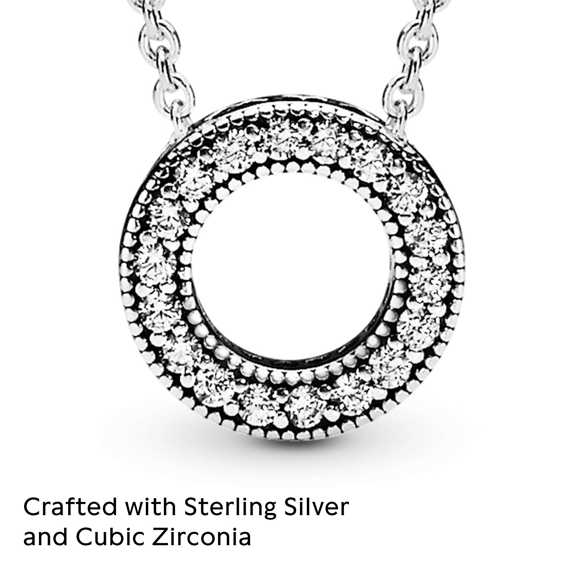 PANDORA Hearts of PANDORA Sterling Silver Cubic Zirconia Necklace - Elegant Gift for Women - 17.7