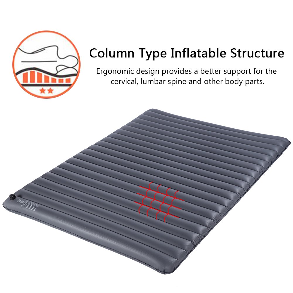 **FMS Inflatable Camping Air Bed Mat - 2 Person Sleeping Air Mattress with Repair Kit, Portable Blow Up Bed Pad for Guest, Travel, Hiking - Perfect for Camping, Backpacking & Home Use**