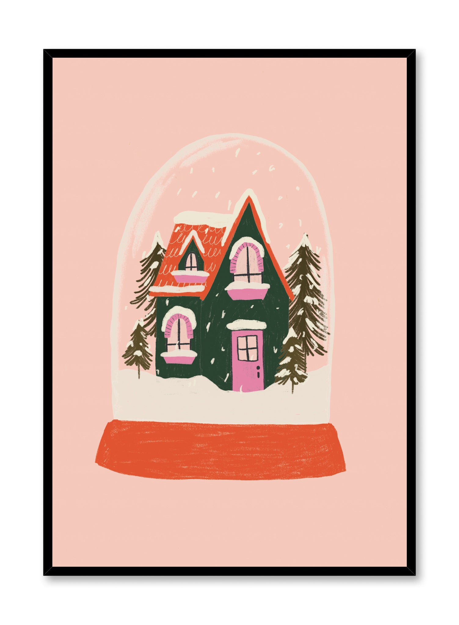 Home and Hearth Snow Globe with Poster - Christmas Decor, Holiday Gift, Winter Wonderland Collectible for Home, Office & Seasonal Displays