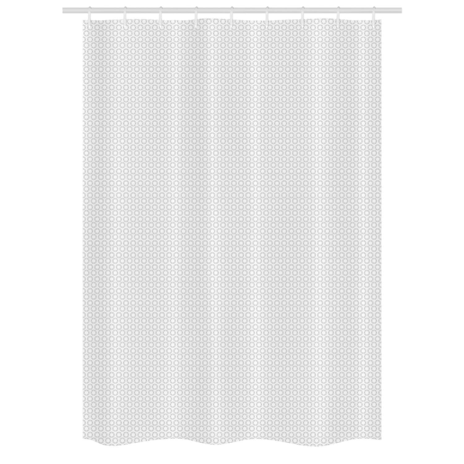 Ambesonne Minimalist Floral Shower Curtain Set - White & Taupe Circular Petals Design with Hooks, 54x78 Inches, Waterproof Bathroom Decor for Modern Homes | Perfect for Guest Bathrooms, Master Suites & Spa Retreats