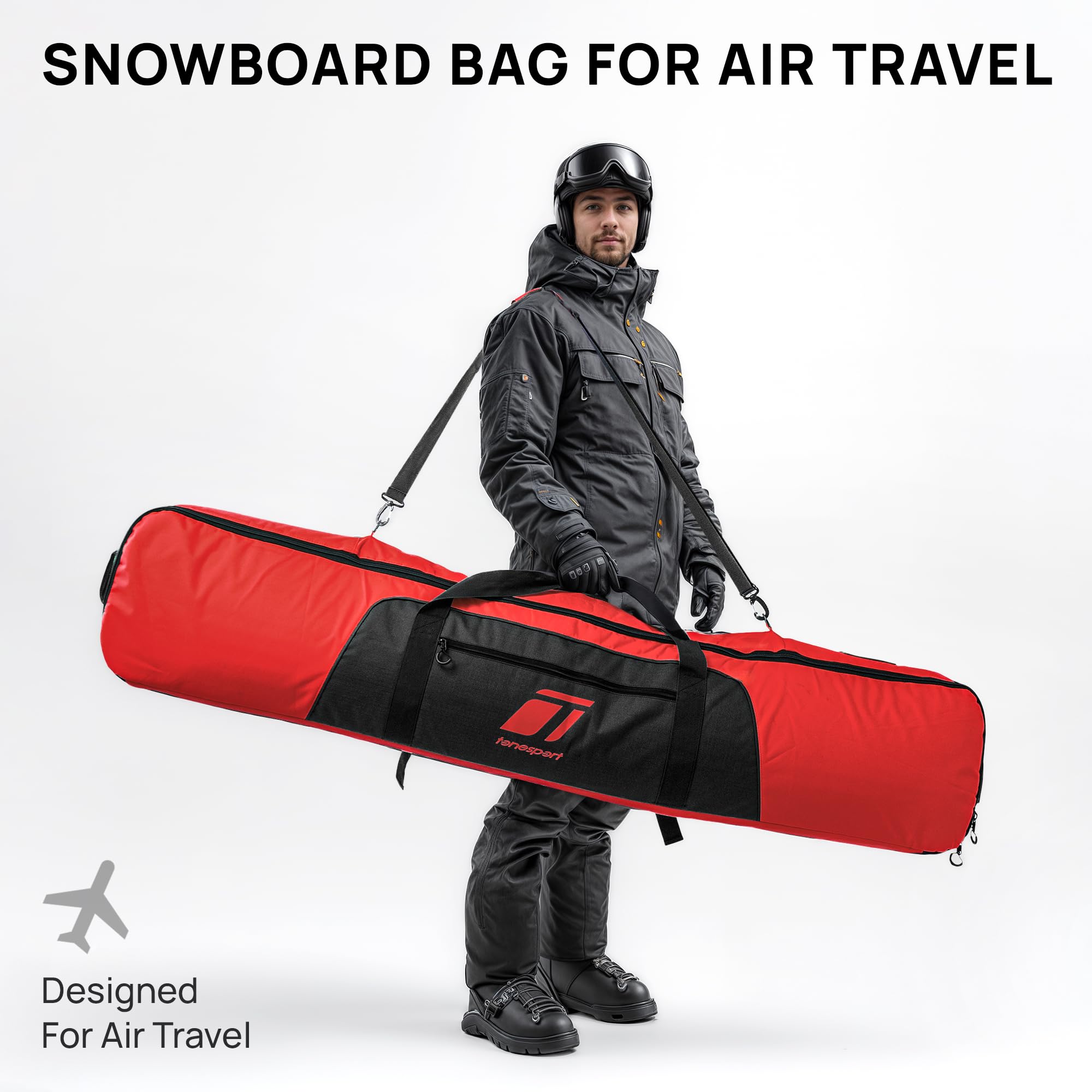 **Padded Waterproof Snowboard Travel Bag for Airplanes - Up to 165cm (65in) - Durable & Protective Snowboarding Gear for Flying - Perfect for Ski Trips & Winter Vacations**