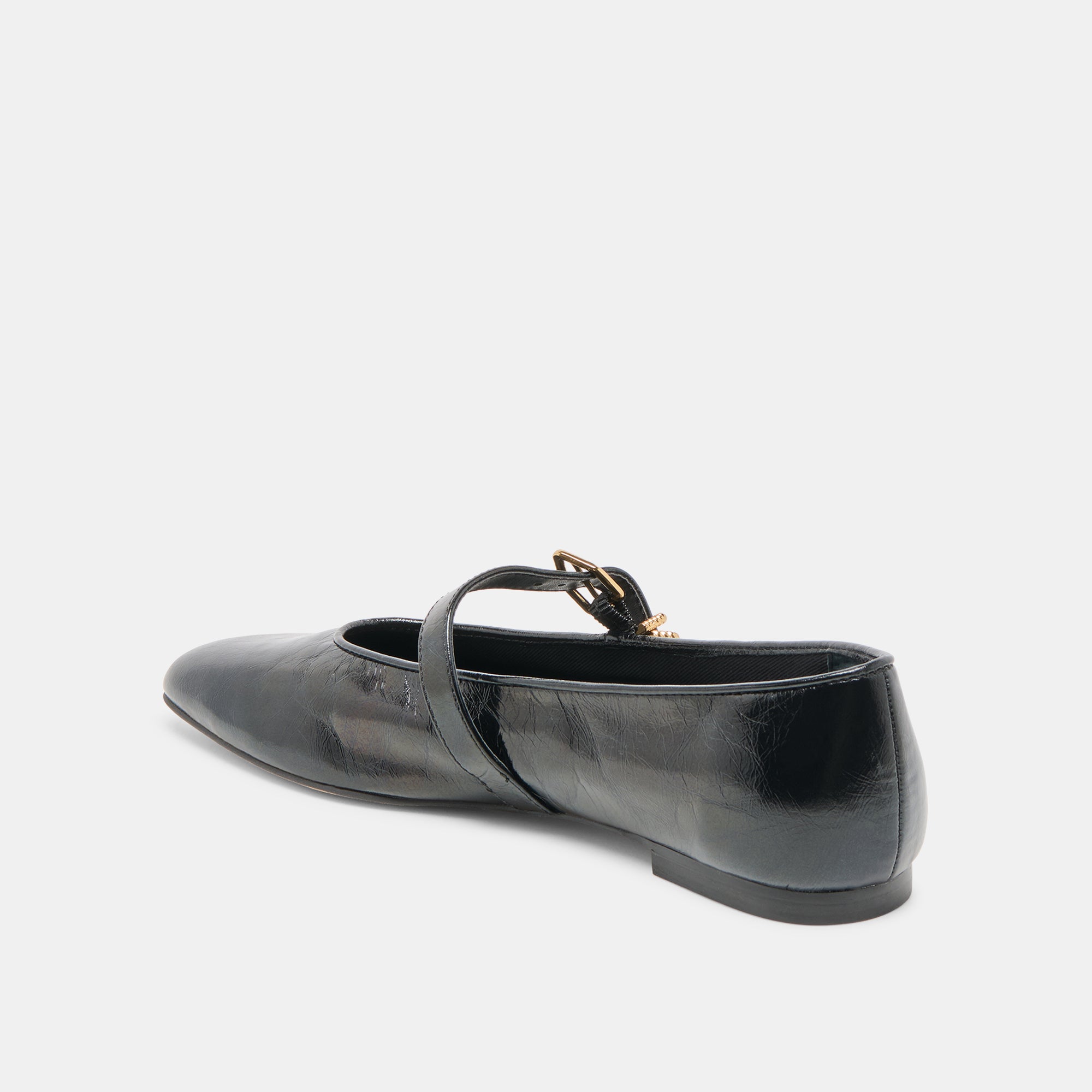 ALIZZA Women's Ballet Flats - Midnight Crinkle Patent Leather Pointed Toe Slip On Shoes for Work, Office & Casual Wear