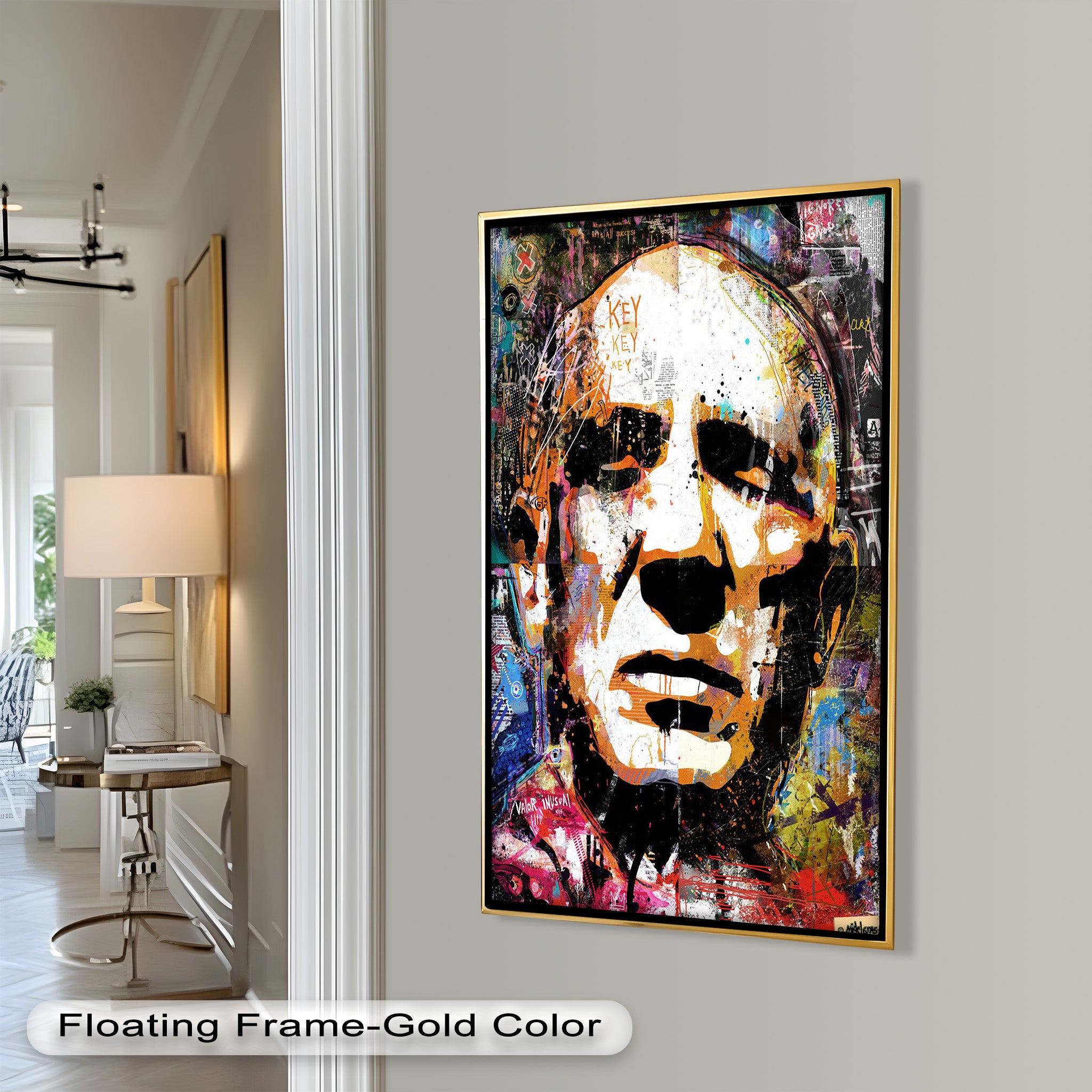 Abstract Urban Face Portrait Wall Art - Modern Pop Art Oil Painting for Living Room, Bedroom & Office Decor