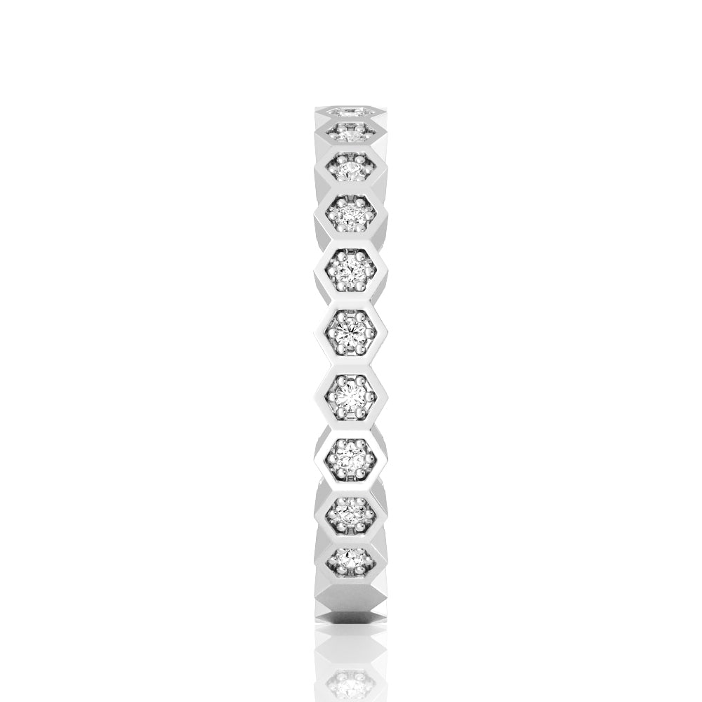 Lab Grown Diamond Half Eternity Ring - Geometric Wedding Band for Women, 14K White Gold Engagement Ring, Perfect for Anniversary, Proposal & Everyday Elegance