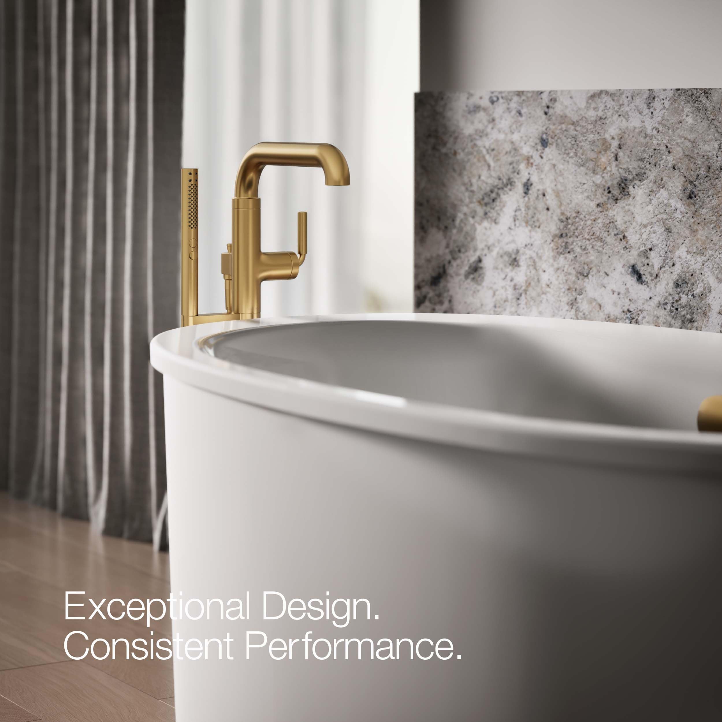 KOHLER TONE® Freestanding Bathroom Faucet Trim - Modern Matte Black Finish for Bathtub & Sink Installation - Perfect for Spa, Master Bath & Luxury Home Renovations