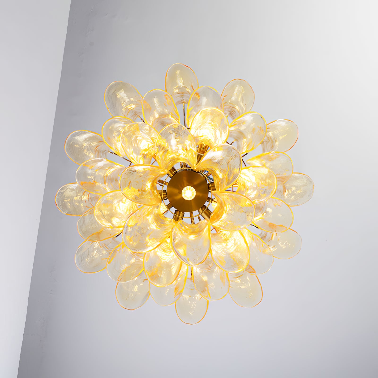 Handmade Murano Glass Leaf Chandelier - Venetian Crystal Pendant Light Fixture for Dining Room & Foyer Decor