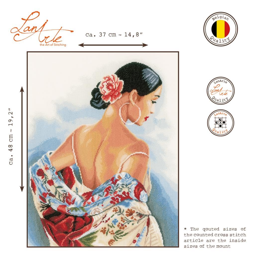 Vervaco LanArte Flower Scarf Cotton Counted Cross Stitch Kit - 14.5